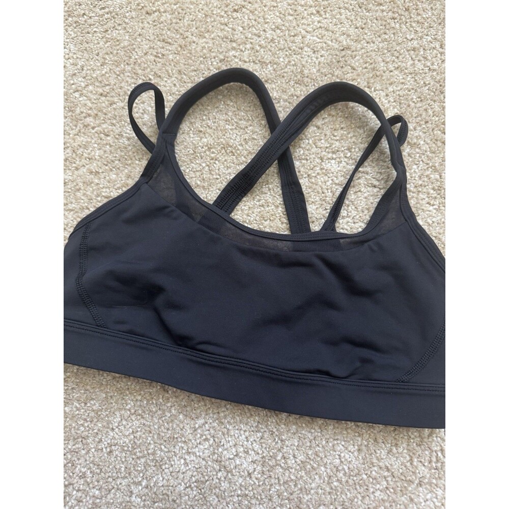 Lululemon Women’s Sports Bra Size 8 – Black Strappy Cross Back Yoga Gym Athletic